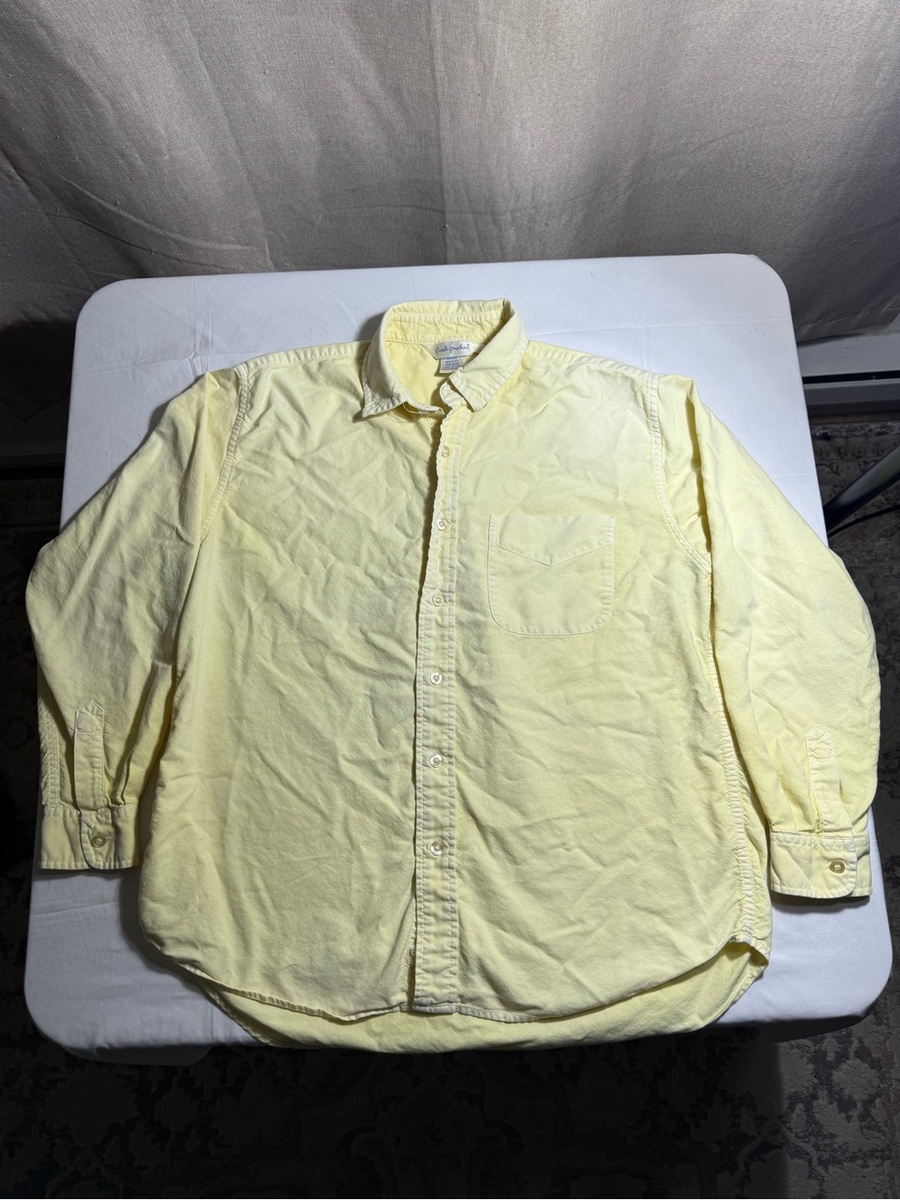 Womens Oversized Linen Cotton Button Down Shirt Yellow Sz S Fresh Produce Brand